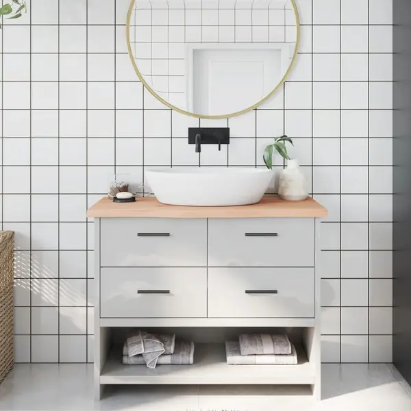 Gossi blat de baie, 100x40x4 cm, lemn masiv netratat