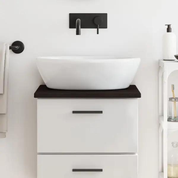 Gossi blat de baie, maro inchis, 40x30x2 cm, lemn masiv tratat