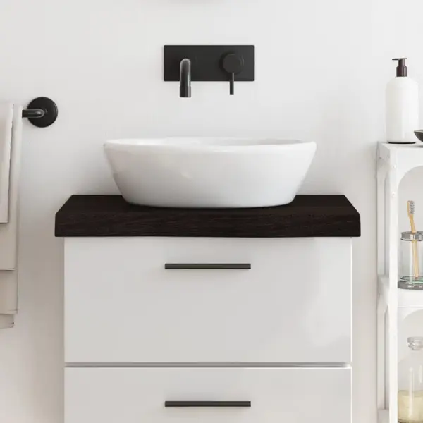 Gossi blat de baie, maro inchis, 60x60x(2-6) cm, lemn masiv tratat