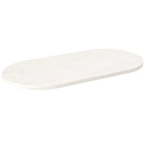 Gossi blat de masa, alb, 100x50x2,5 cm, lemn masiv de pin, oval