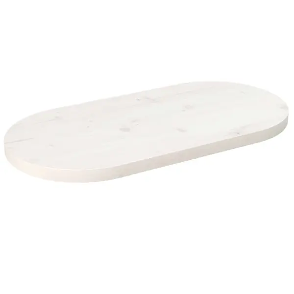 Gossi blat de masa, alb, 70x35x2,5 cm, lemn masiv de pin, oval