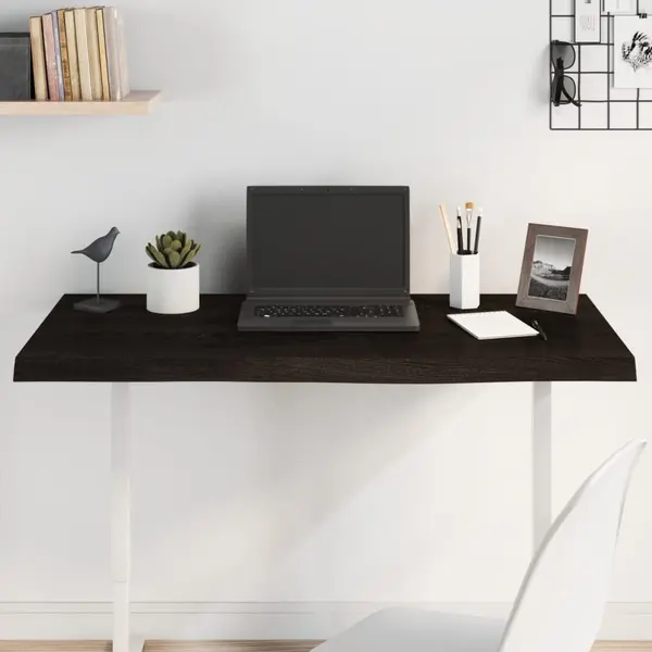 Gossi blat de masa maro 100x50x(2-6) cm, lemn masiv stejar tratat