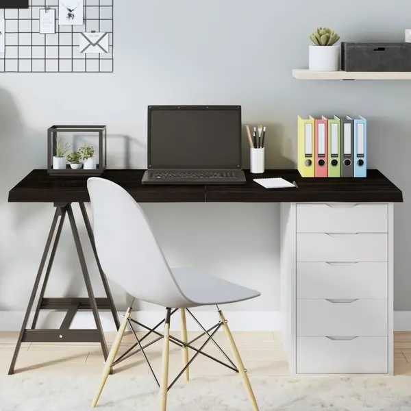 Gossi blat de masa maro 140x50x(2-4) cm, lemn masiv stejar tratat