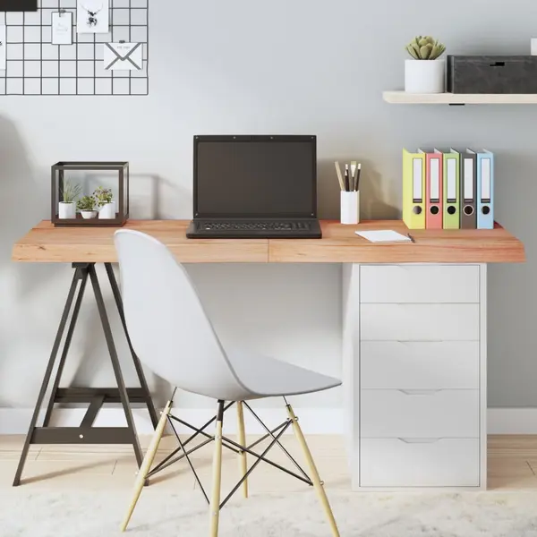 Gossi blat de masa maro 140x60x(2-6) cm, lemn masiv stejar tratat