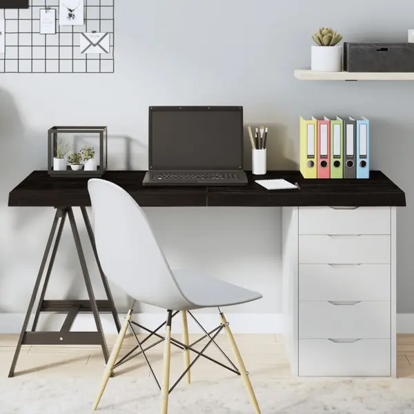 Gossi blat de masa maro 140x60x(2-6) cm, lemn masiv stejar tratat