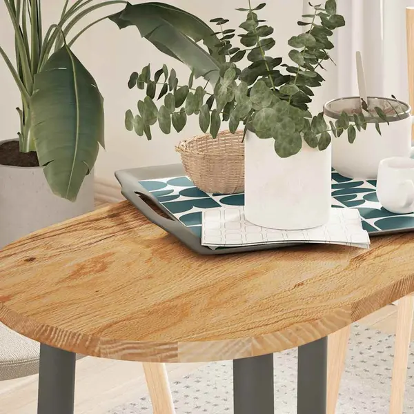 Gossi blat de masa maro deschis 80x40x2 cm lemn masiv de stejar oval