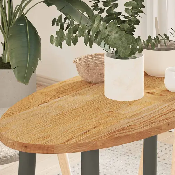Gossi blat de masa maro deschis 80x40x2 cm lemn masiv de stejar oval