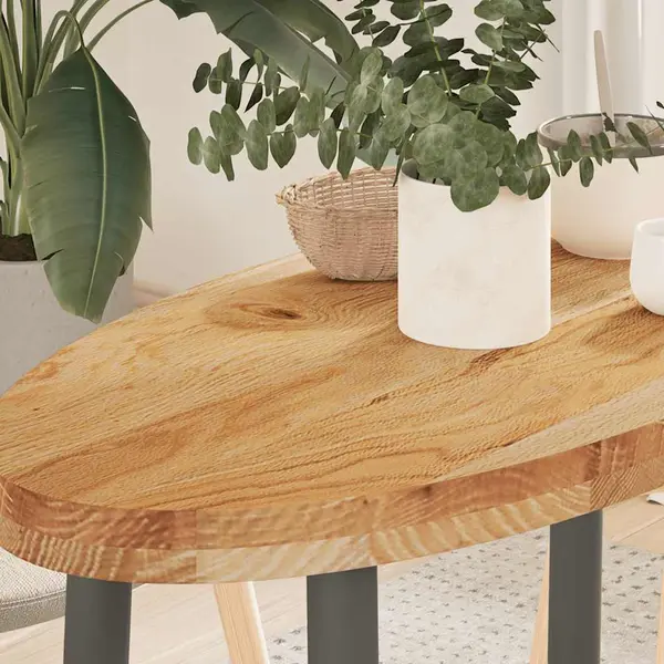 Gossi blat de masa maro deschis 80x40x4 cm lemn masiv de stejar oval
