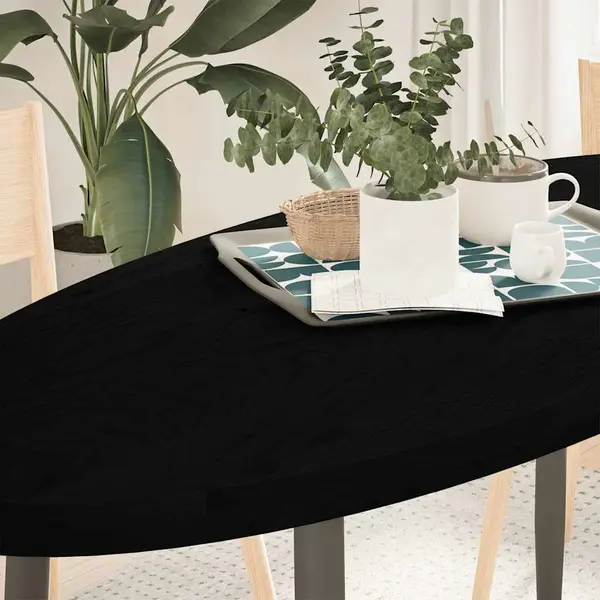 Gossi blat de masa maro inchis 140x60x4 cm lemn masiv de stejar oval