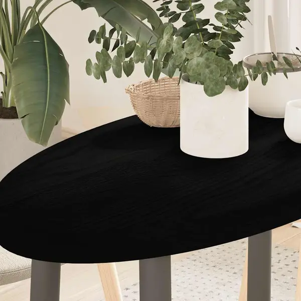Gossi blat de masa maro inchis 80x40x4 cm lemn masiv de stejar oval