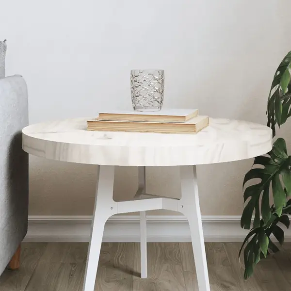 Gossi blat de masa rotund, alb, Ø50x3 cm, lemn masiv de pin