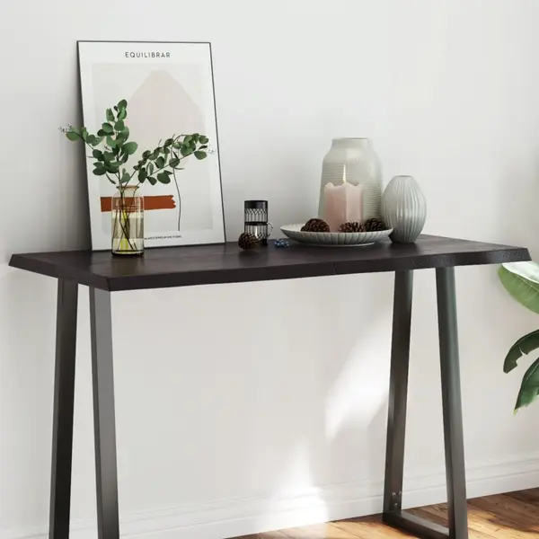 Gossi blat masa, 120x60x4 cm, gri, lemn stejar tratat contur organic