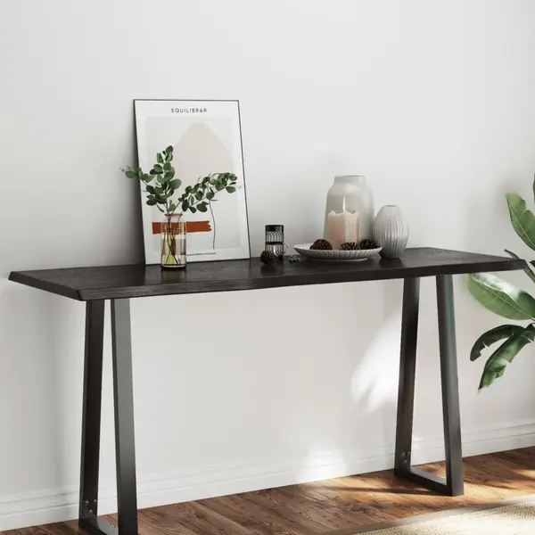 Gossi blat masa, 160x60x4 cm, gri, lemn stejar tratat contur organic