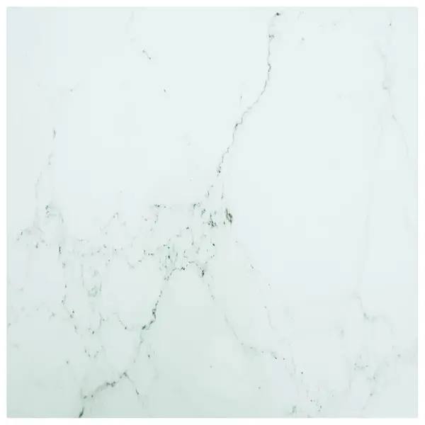 Gossi blat masa alb 70x70 cm 6 mm sticla securizata design marmura