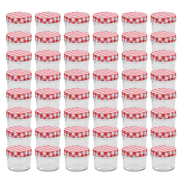 Gossi borcane de sticla pentru gem capace alb si rosu, 48 buc, 110 ml