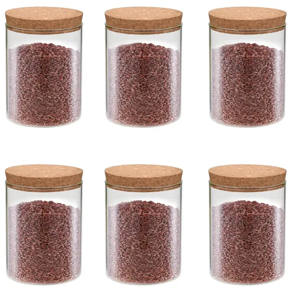 Gossi borcane din sticla depozitare, capac de pluta, 6 buc., 650 ml