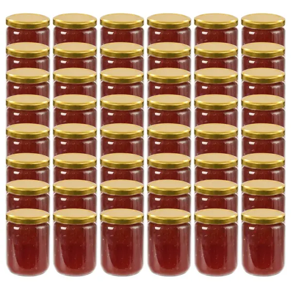 Gossi borcane din sticla pentru gem, capac auriu, 48 buc., 230 ml