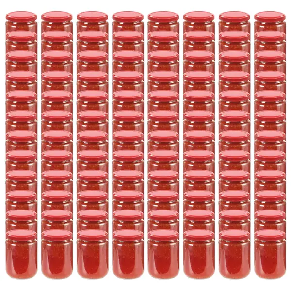 Gossi borcane din sticla pentru gem, capace rosii, 96 buc., 230 ml