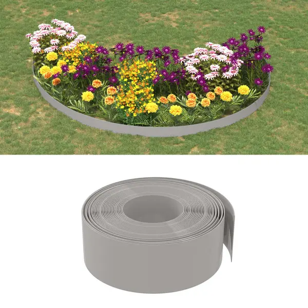 Gossi bordura de gradina, gri, 10 m 20 cm, polietilena