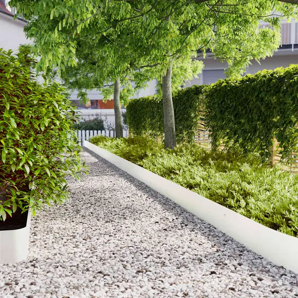 Gossi borduri de gazon 10 buc alb 20x103 cm otel laminat la rece