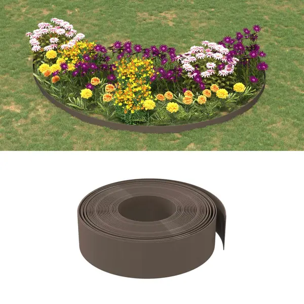 Gossi borduri de gradina, 2 buc, maro, 10 m 15 cm, polietilena