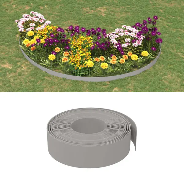 Gossi borduri de gradina, 3 buc, gri, 10 m 15 cm, polietilena
