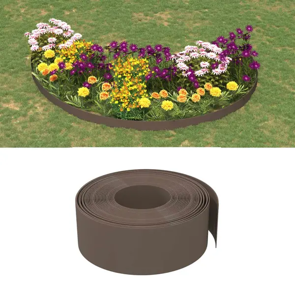 Gossi borduri de gradina, 3 buc, maro, 10 m 20 cm, polietilena