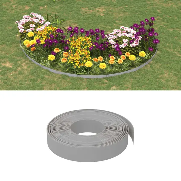 Gossi borduri de gradina, 4 buc, gri, 10 m 10 cm, polietilena