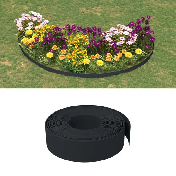 Gossi borduri de gradina, 4 buc, negru, 10 m 15 cm, polietilena
