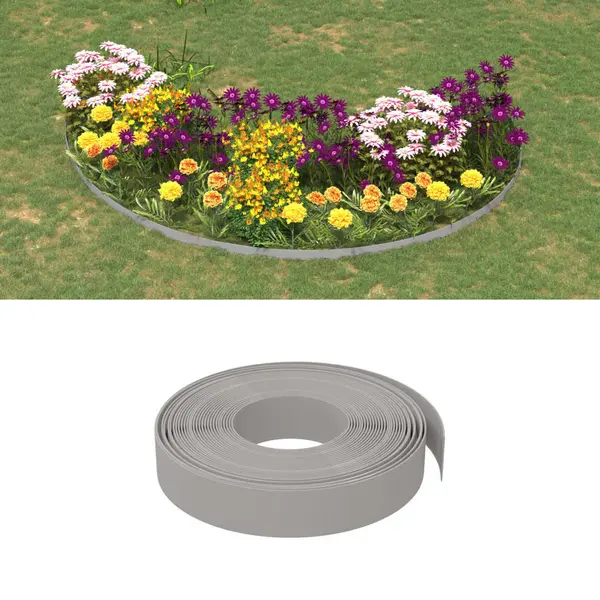 Gossi borduri de gradina, 5 buc, gri, 10 m 10 cm, polietilena