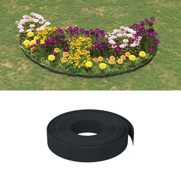 Gossi borduri de gradina, 5 buc, negru, 10 m 10 cm, polietilena