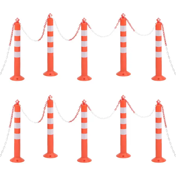 Gossi borna de control trafic cu lanţ, 10 buc., 75 cm, pe