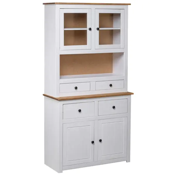 Gossi bufet inalt, alb, 93x40,5x180 cm, lemn masiv pin, gama panama