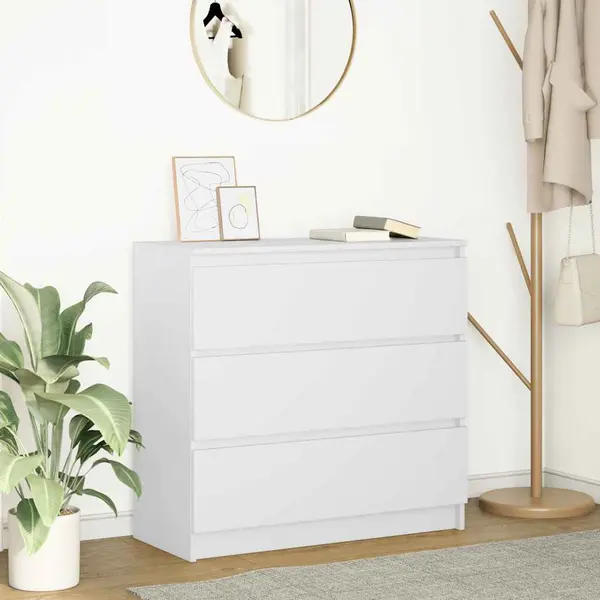 Gossi bufeta alba 80x35x76 cm din lemn prelucrat