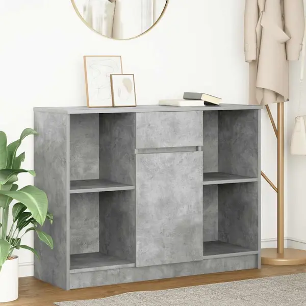 Gossi bufeta cu sertar gri beton 101x35x76 cm lemn prelucrat