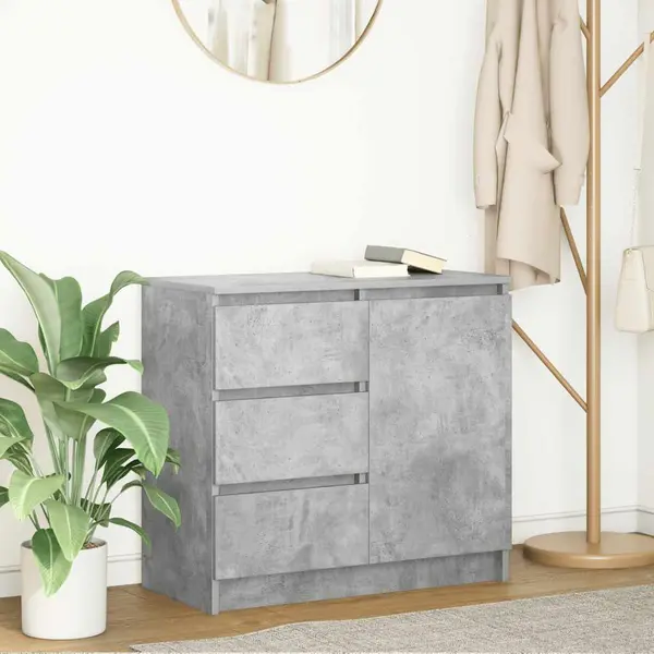 Gossi bufeta cu sertar gri beton 71x35x65 cm lemn prelucrat