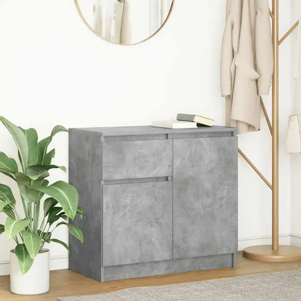 Gossi bufeta cu sertar gri beton 71x35x65 cm lemn prelucrat