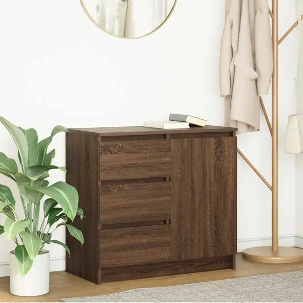 Gossi bufeta cu sertar stejar maro 71x35x65 cm lemn prelucrat