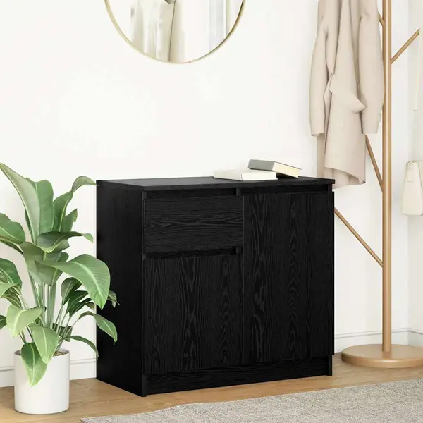 Gossi bufeta cu sertar stejar negru 71x35x65 cm lemn prelucrat
