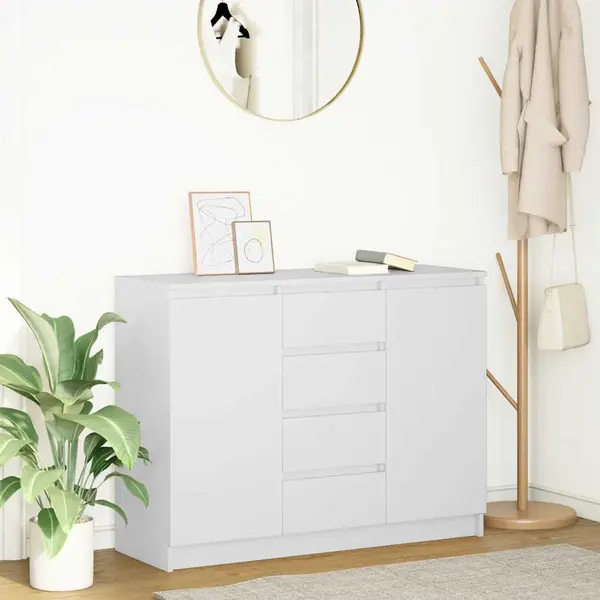 Gossi bufeta cu sertare alb 100,5x35x76 cm lemn prelucrat