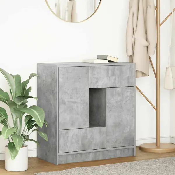 Gossi bufeta cu sertare si usi gri beton 70,5x34x74,5 cm