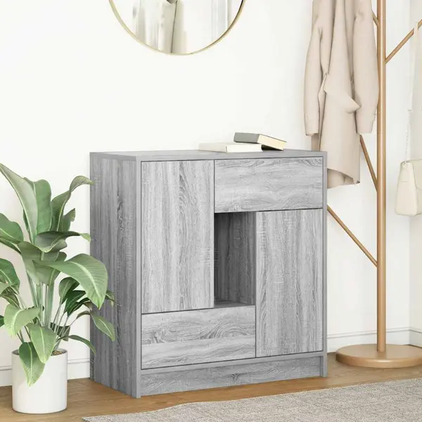 Gossi bufeta cu sertare si usi gri sonoma 70,5x34x74,5 cm