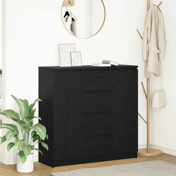 Gossi bufeta cu sertare stejar negru 100,5x35x98,5 cm lemn prelucrat