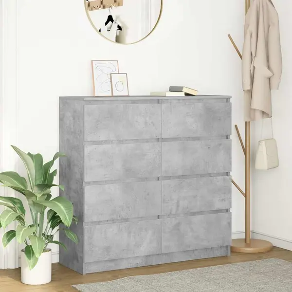 Gossi bufeta gri beton 100x35x99 cm lemn prelucrat