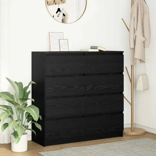 Gossi bufeta stejar negru 100x35x99 cm lemn prelucrat
