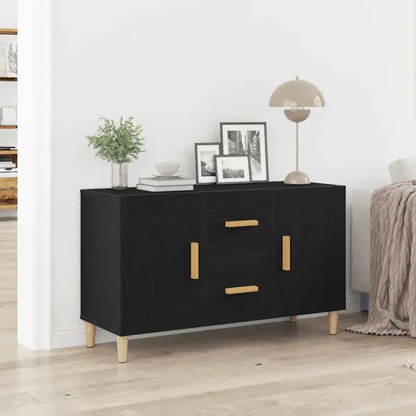 Gossi bufeta stejar negru 100x36x60 cm lemn prelucrat