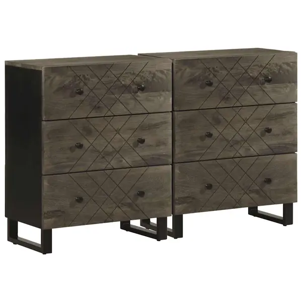 Gossi bufete 2 buc negru 60x33x75 cm lemn masiv mango