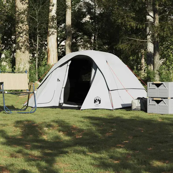 Gossi cabina cort camping 4 persoane alb, tesatura opaca, impermeabil