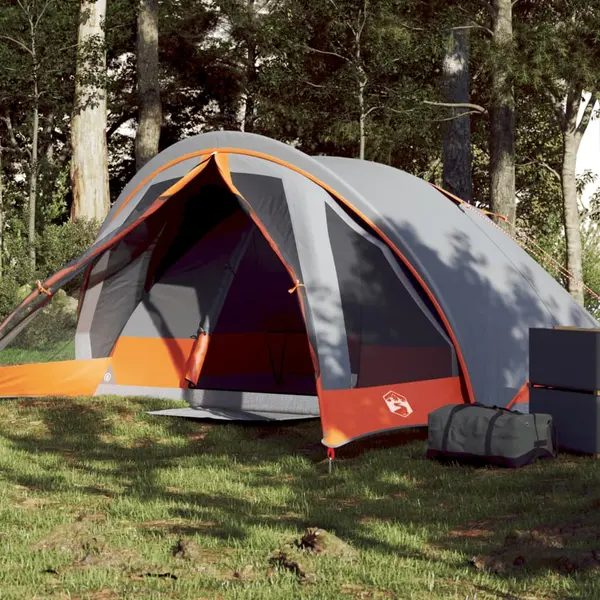 Gossi cabina cort de camping 4 persoane gri si portocaliu impermeabil