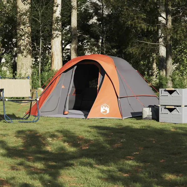 Gossi cabina cort de camping 4 persoane gri si portocaliu impermeabil